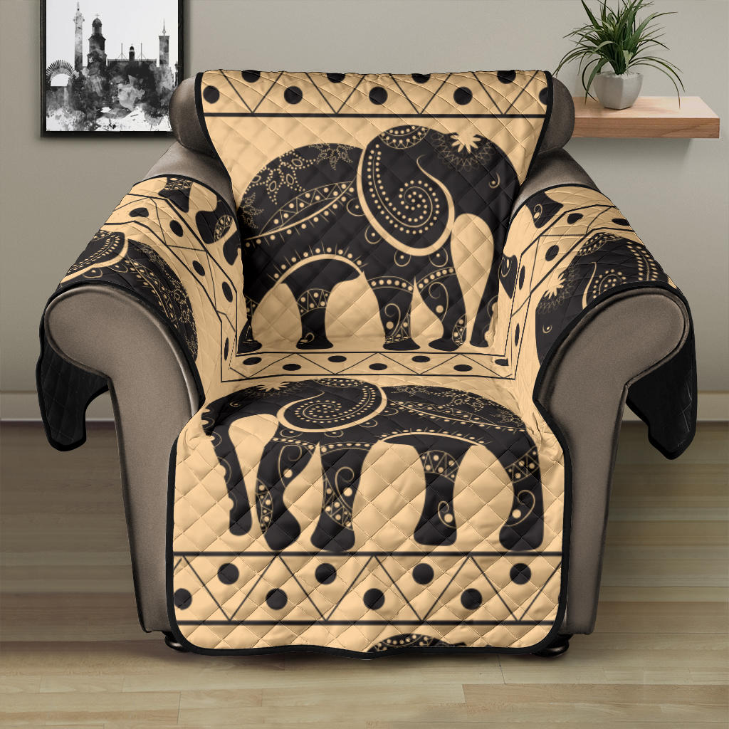 Elephant Pattern Ethnic Motifs Recliner Cover Protector