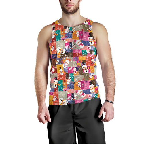 Snowman Colorful Theme Pattern Men Tank Top