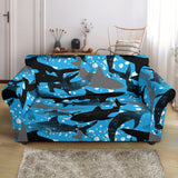 Shark Pattern Background Loveseat Couch Slipcover