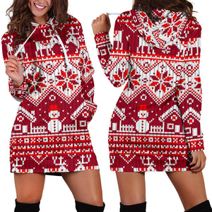 Snowman Sweater Printed Pattern Women Hoodie Dress