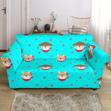 Shiba Inu Japanese Hat Pattern Loveseat Couch Slipcover