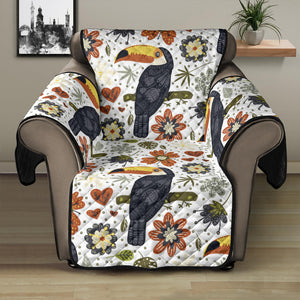 Toucan Flower Pattern Recliner Cover Protector