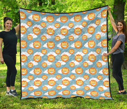 Lion Pattern Print Design 05 Premium Quilt