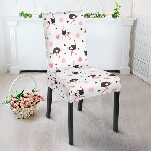 Ostrich Pattern Print Design 03 Dining Chair Slipcover