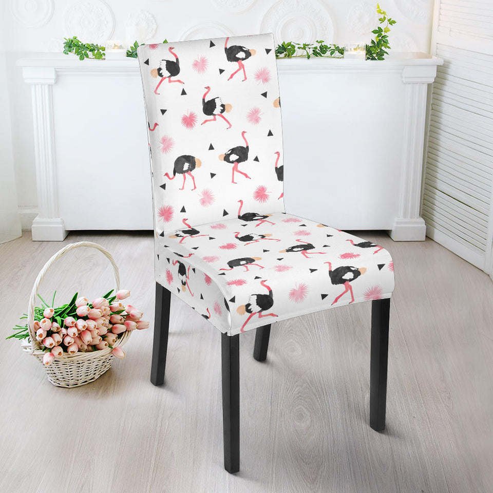 Ostrich Pattern Print Design 03 Dining Chair Slipcover