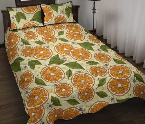 Sliced Orange Leaves  Pattern Quilt Bed Set