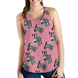 Zebra Head Pattern Women Racerback Tank Top