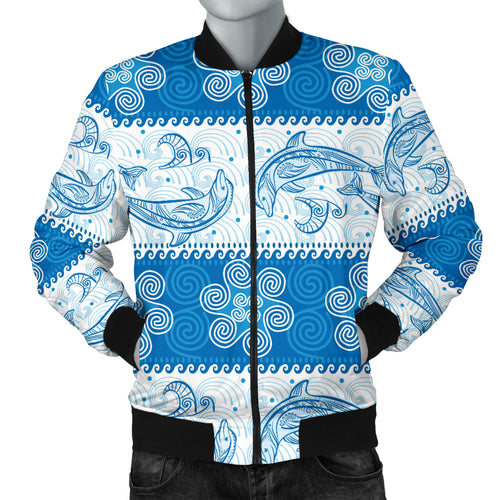 Dolphin Tribal Pattern Men Bomber Jacket