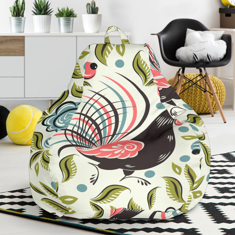 Rooster Chicken Leaves Pattern Bean Bag Cover