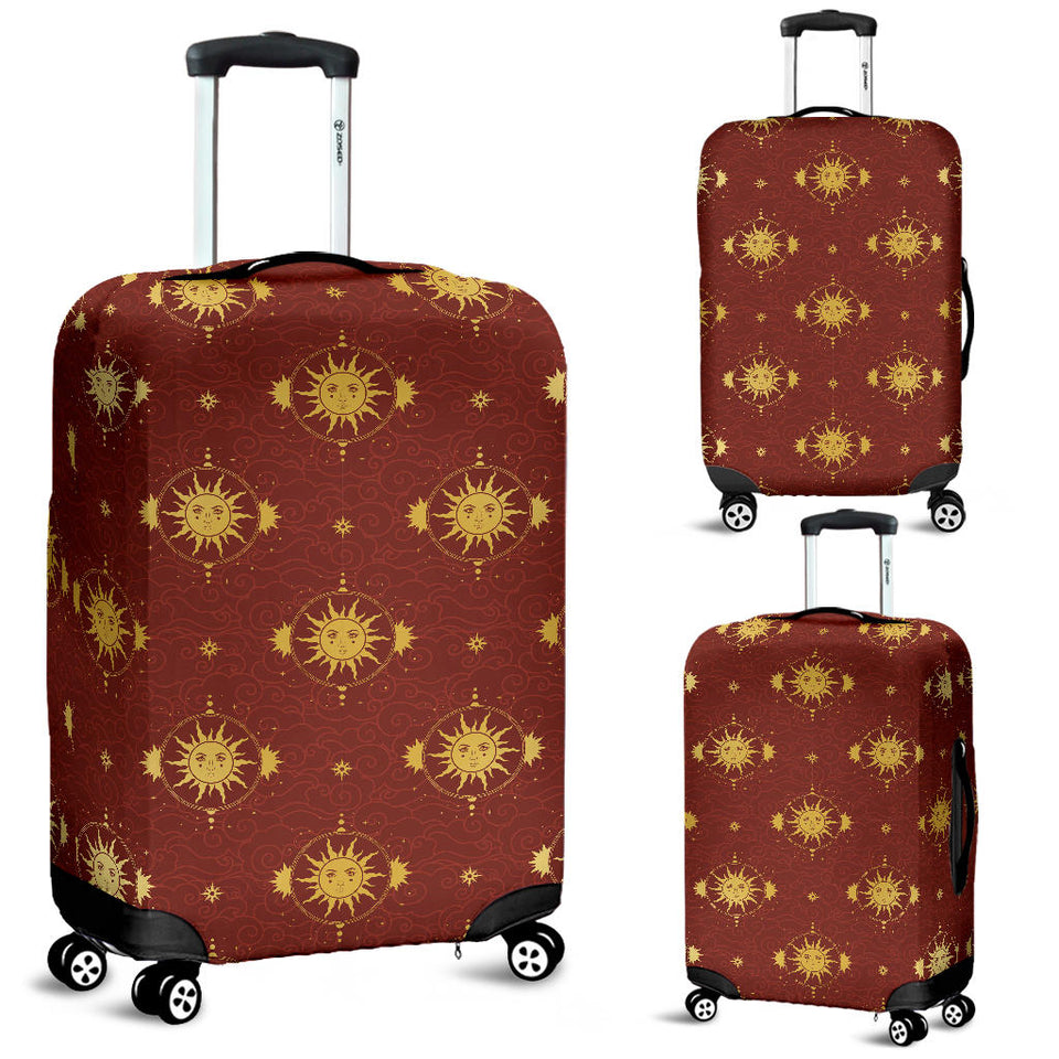 Sun Pattern Red Background Luggage Covers