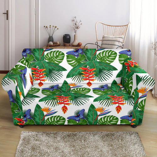 Heliconia Butterfly Leaves Pattern Loveseat Couch Slipcover