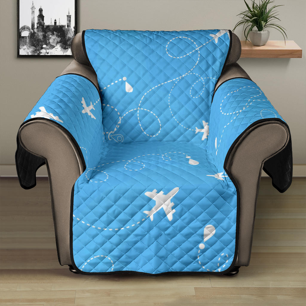 Airplane Pattern Blue Background Recliner Cover Protector