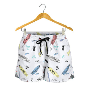 Surfboard Pattern Print Design 01 Women Shorts