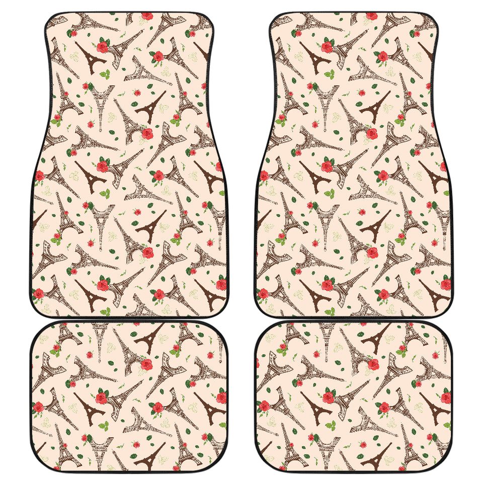 Eiffel Tower Pattern Print Design 03 Front and Back Car Mats