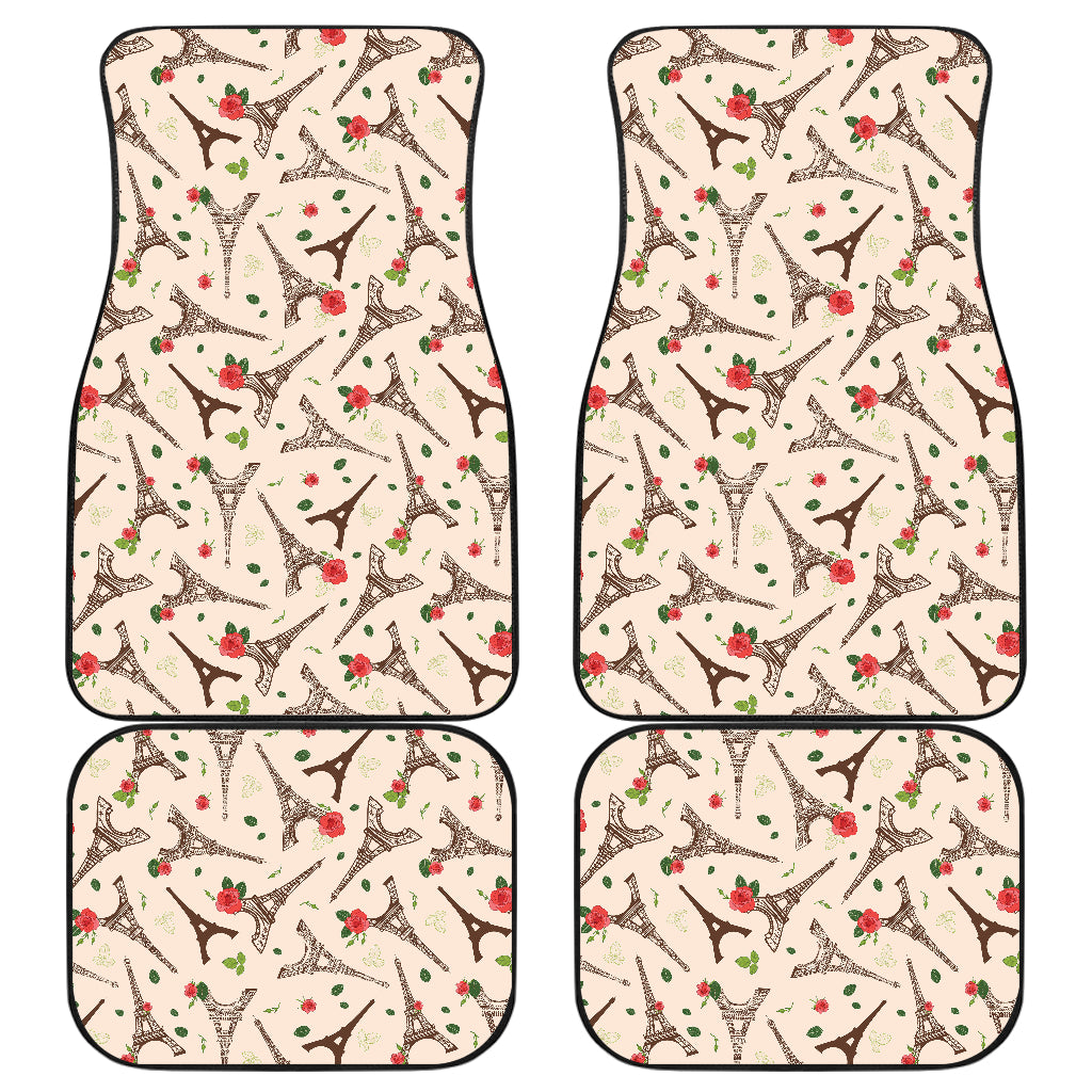 Eiffel Tower Pattern Print Design 03 Front and Back Car Mats