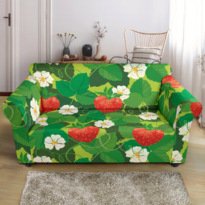 Strawberry Leaves Pattern Loveseat Couch Slipcover