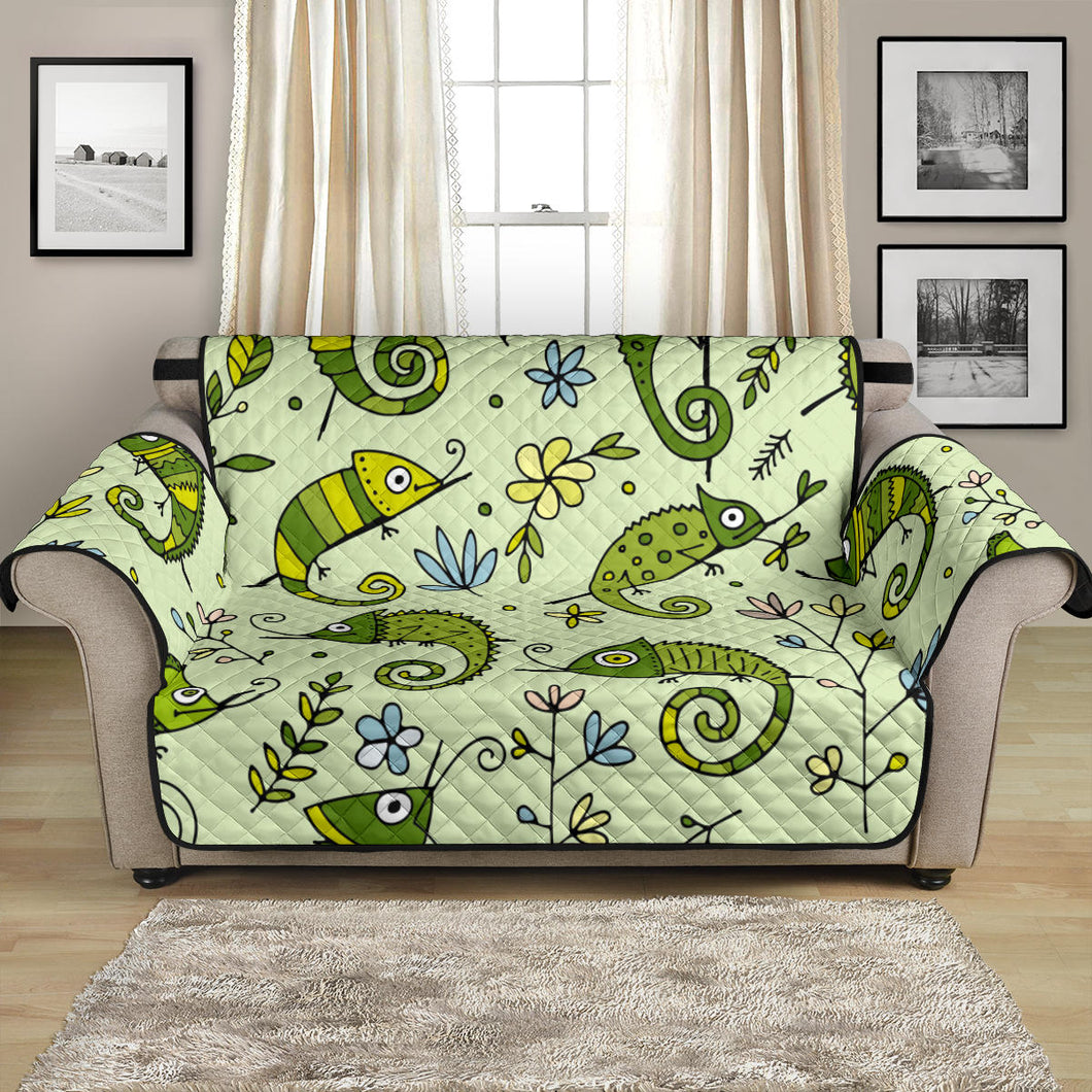 Cute Chameleon Lizard Pattern Loveseat Couch Cover Protector