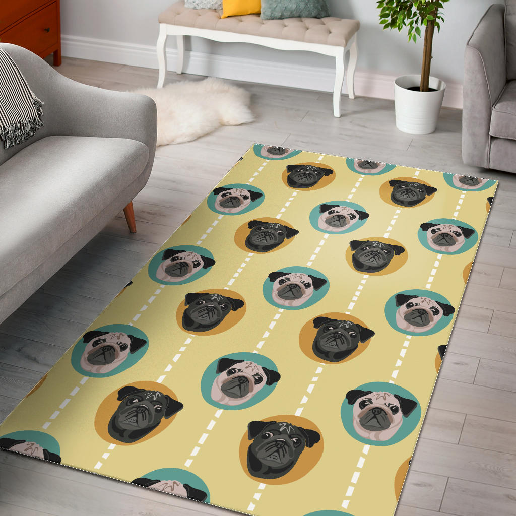 Pug Head Pattern Area Rug