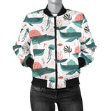 Whale Jelly Fish Pattern  Women Bomber Jacket