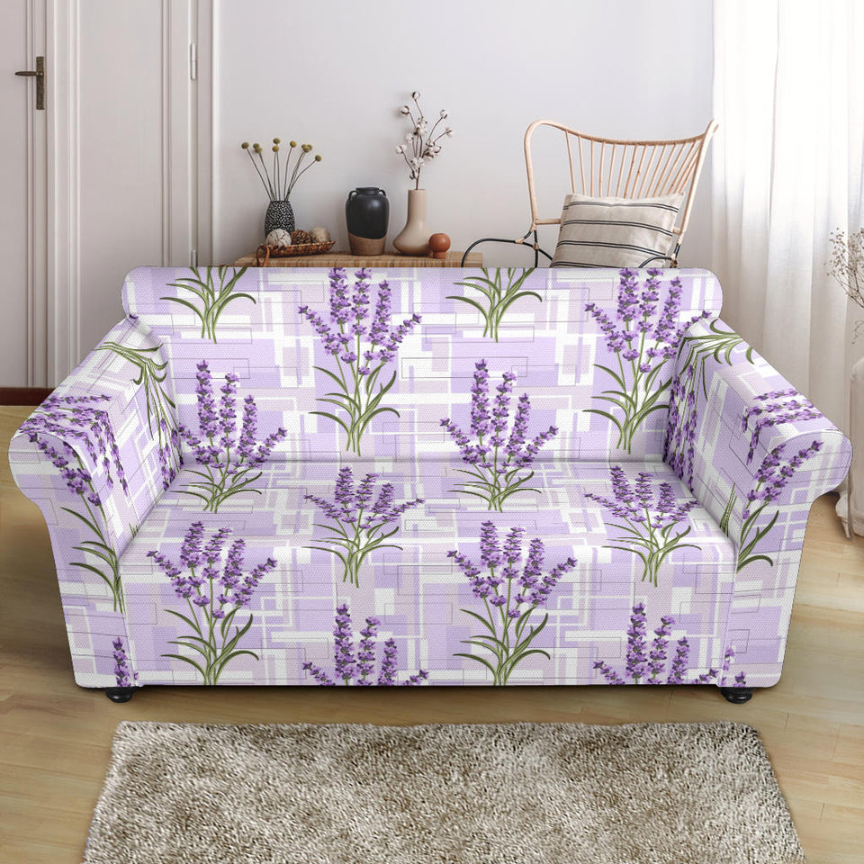 Lavender Pattern Theme Loveseat Couch Slipcover