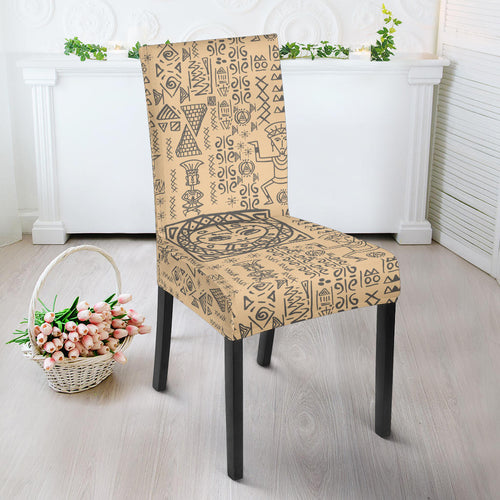 Egypt Hieroglyphics Pattern Print Design 04 Dining Chair Slipcover