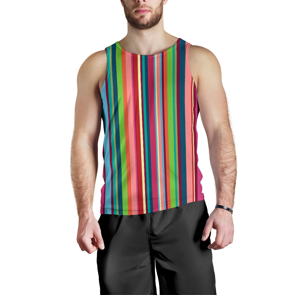 Rainbow Stripe Pattern Men Tank Top