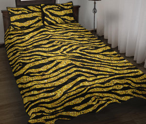 Gold Bengal Tiger Pattern Quilt Bed Set