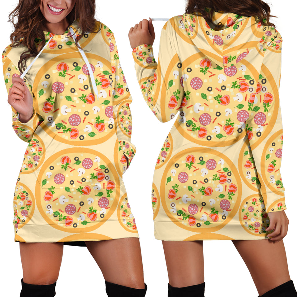 Pizza Theme Pattern Women Hoodie Dress