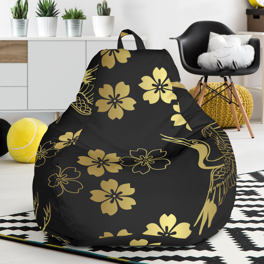 Gold Japanese Theme Pattern Bean Bag Cover