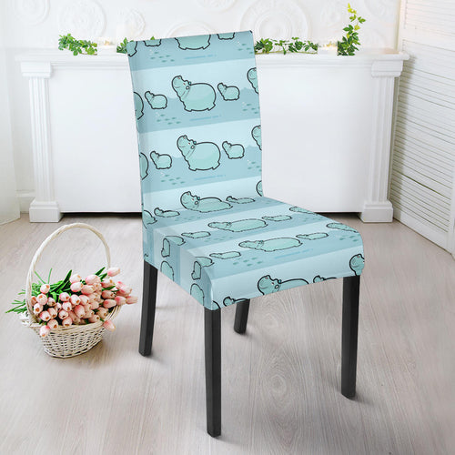 Hippopotamus Pattern Print Design 02 Dining Chair Slipcover