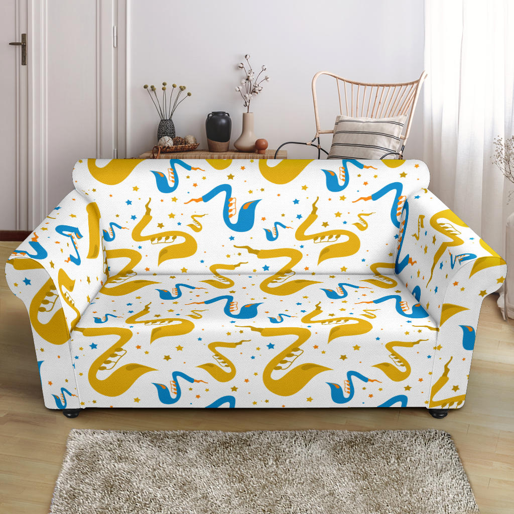 Saxophone Pattern Loveseat Couch Slipcover