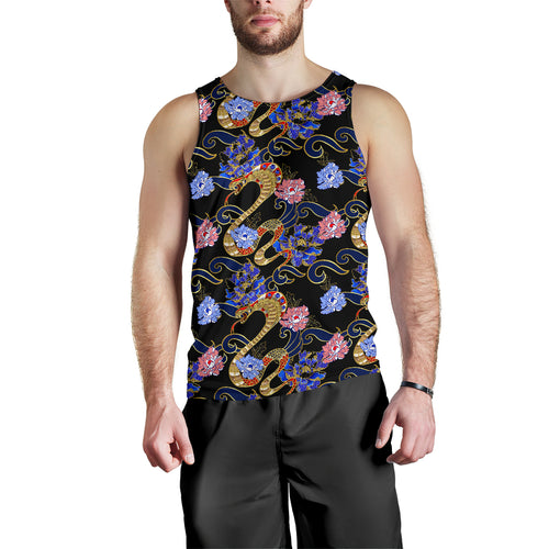 Snake Flower Pattern Men Tank Top