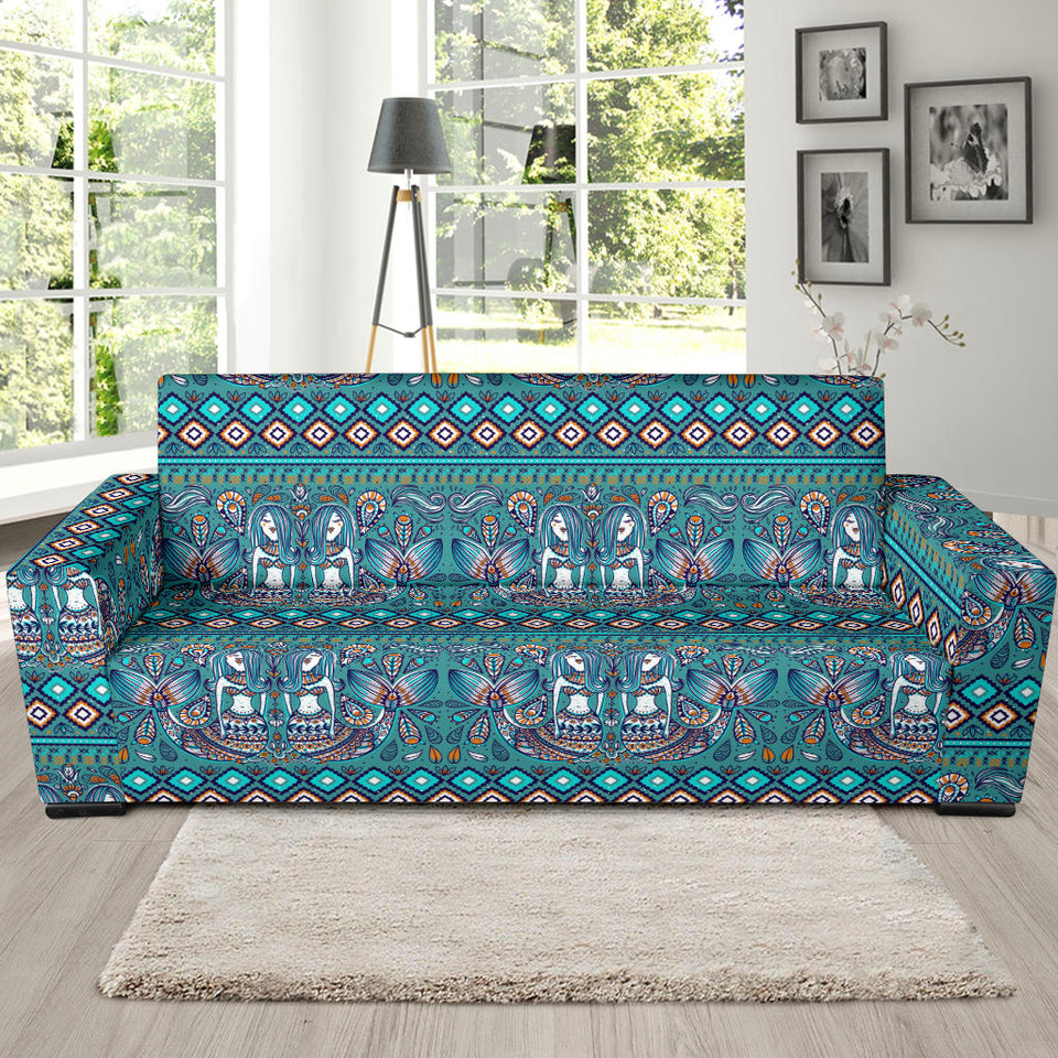 Mermaid Pattern Ethnic Motifs Sofa Slipcover