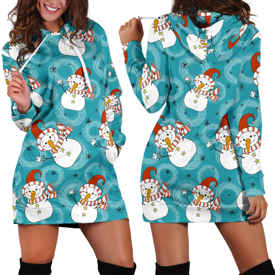 Snowman Chirstmas Pattern Women Hoodie Dress