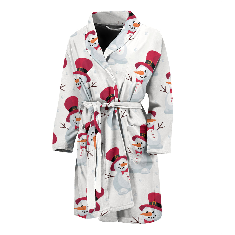 Cute Snowman Pattern Men Bathrobe