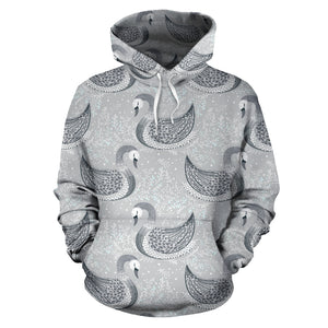 Swan Gray Pattern Men Women Pullover Hoodie