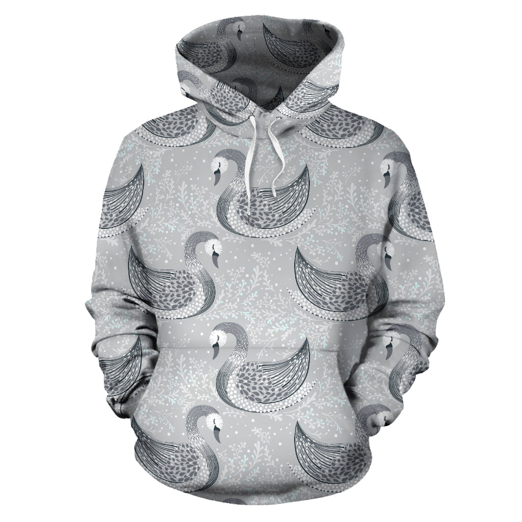 Swan Gray Pattern Men Women Pullover Hoodie