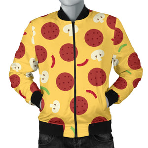 Pizza Salami Mushroom Texture Pattern Men Bomber Jacket