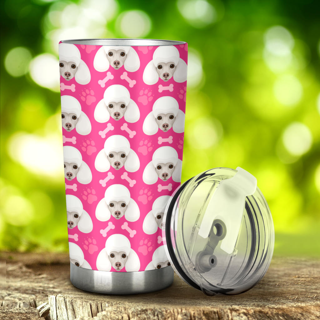 Poodle Pattern Pink background Tumbler