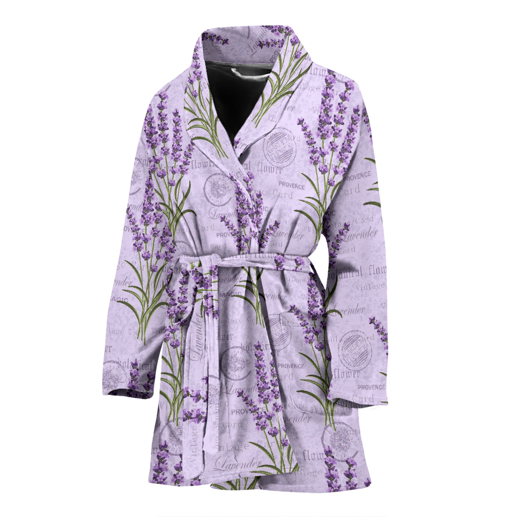 Lavender Pattern Background Women Bathrobe