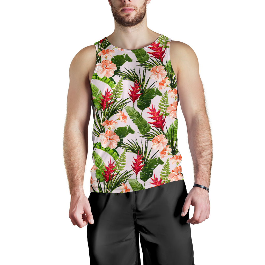 Heliconia Hibiscus Leaves Pattern Men Tank Top