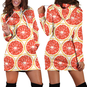 Sliced Grapefruit Pattern Women Hoodie Dress