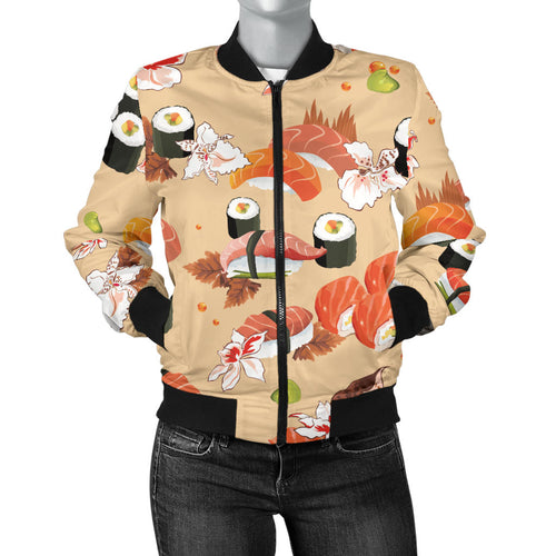 Sushi Pattern Women Bomber Jacket