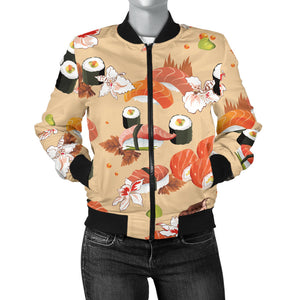 Sushi Pattern Women Bomber Jacket