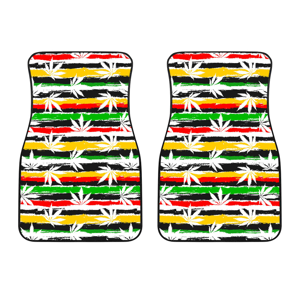 Canabis Marijuana Weed Pattern Print Design 01 Front Car Mats