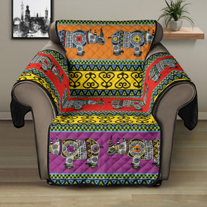 Rhino African Afro Dashiki Adinkra Kente Pattern Ethnic Motifs Recliner Cover Protector