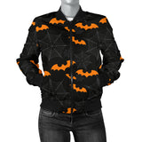 Cobweb Spider Web Bat Pattern Women Bomber Jacket