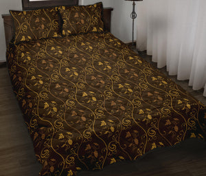 Gold Grape Pattern Quilt Bed Set