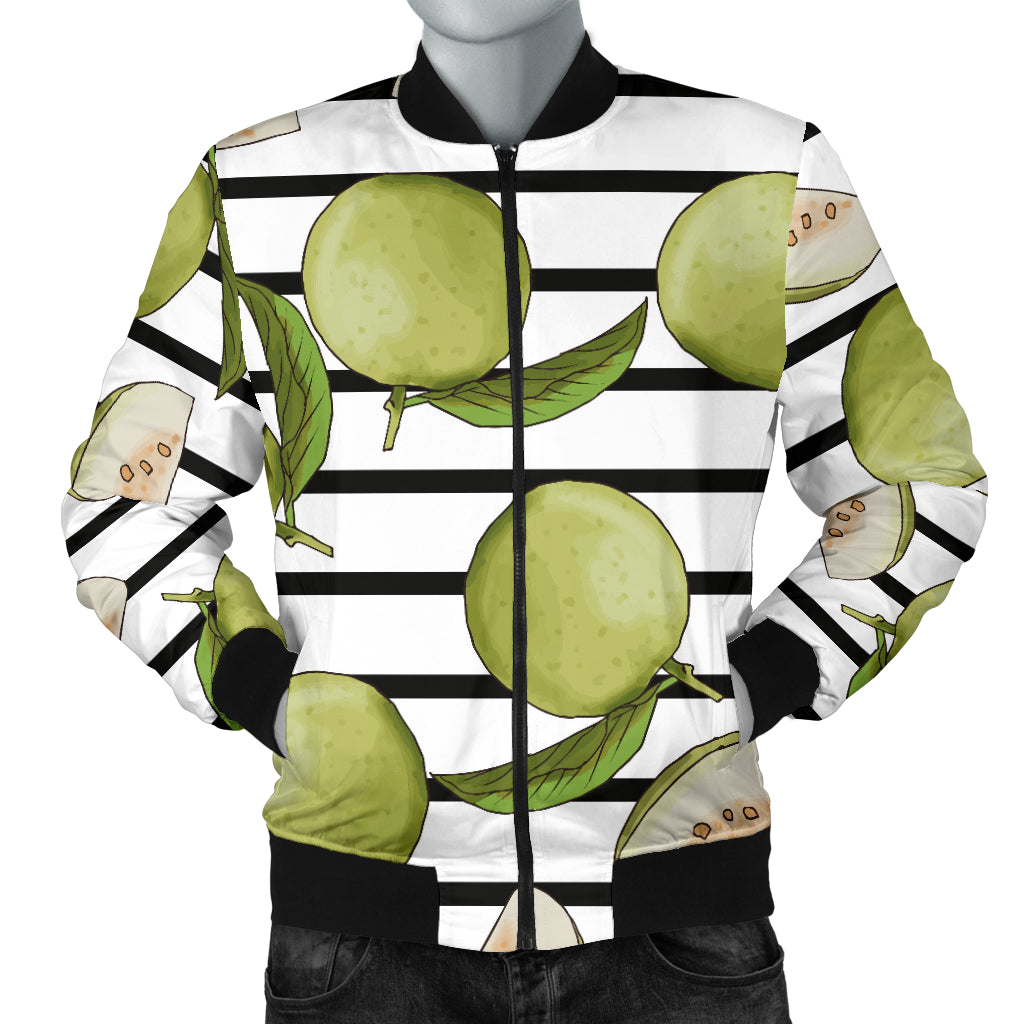 Guava Pattern Stripe background Men Bomber Jacket