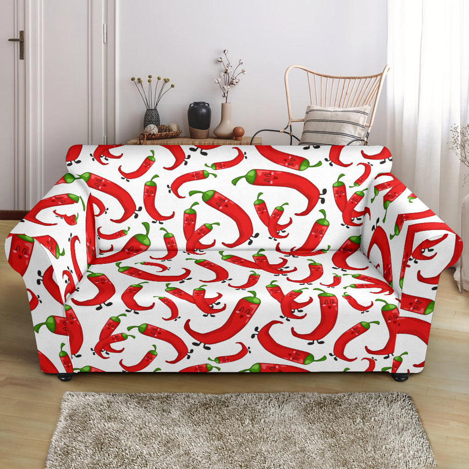 Red Chili Pattern Loveseat Couch Slipcover